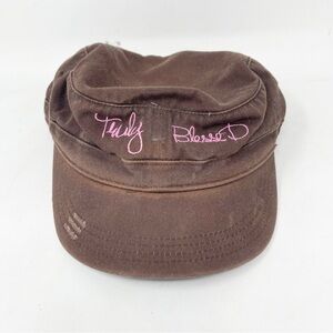 DISTRICT THREADS Women’s Brown Pink TRULY BLESSED Bible Verse Brimmed Cap Hat OS